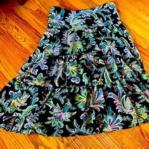 BeautifulColors.Blue/pink/greenPaisley& floralDesignFlatteringTieredSkirt.MidiXl